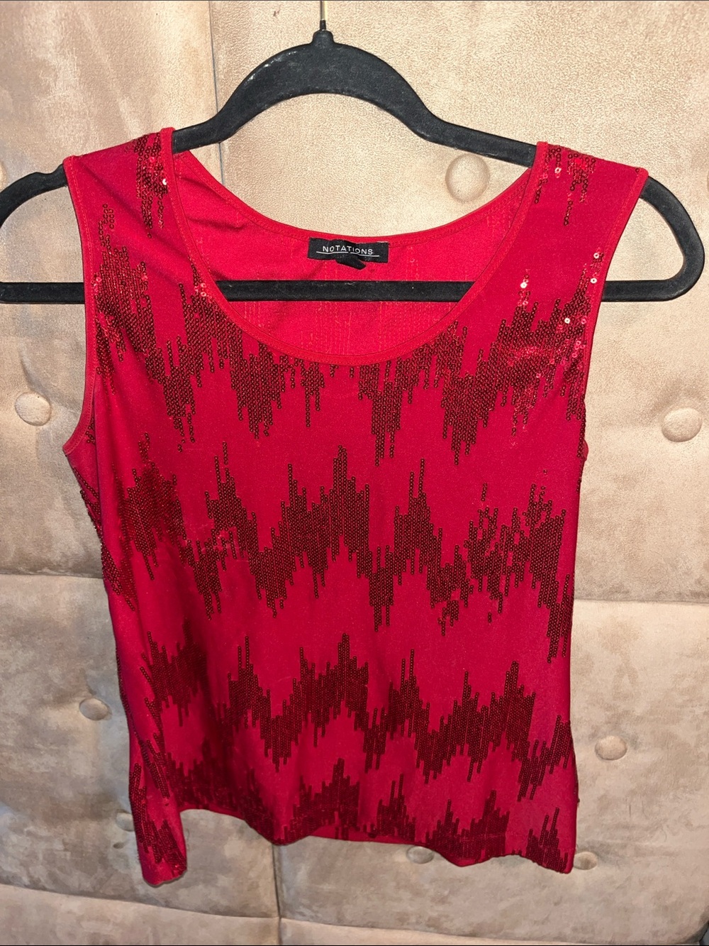 Women's Red Sequin Tank Top - Sparkle Evening Shell
